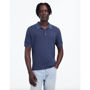 Madewell Three Button Sweater Polo Shirt Night Indigo Blue Retro Mens Medium NWT